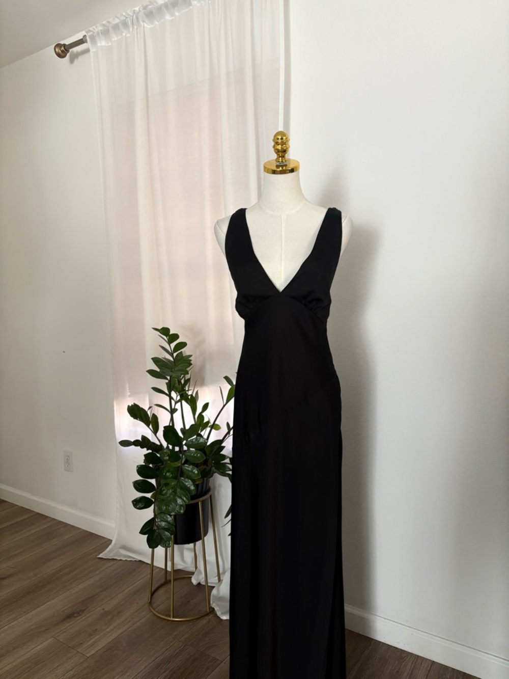 Meshki Black Deep V Maxi Dress